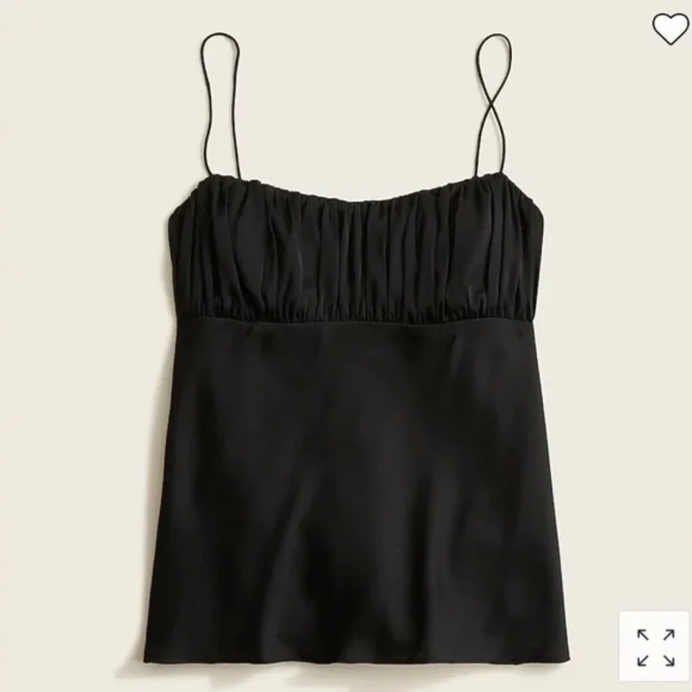 J. Crew Gathered Stretch Silk Black Camisole Size 10 NWT - Picture 1 of 5
